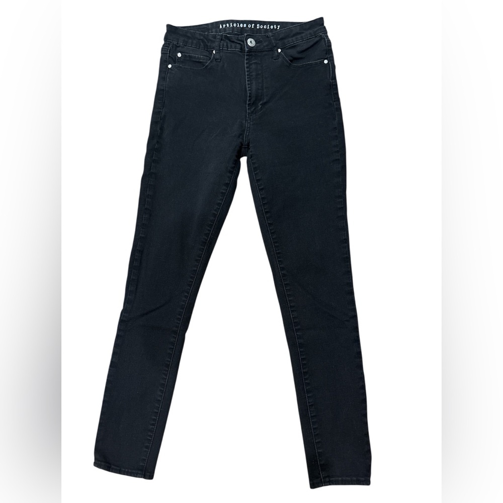 Articles of Society Womens High-Rise Super-Soft Skinny Fit Jeans, Black, Size 27